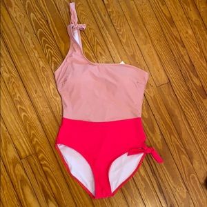 Janela bay one shoulder color block swim suit